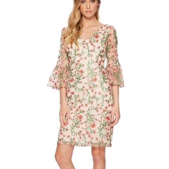 Adrianna Papell Floral Vines Bell sleeve Dress - Picture 5 of 5